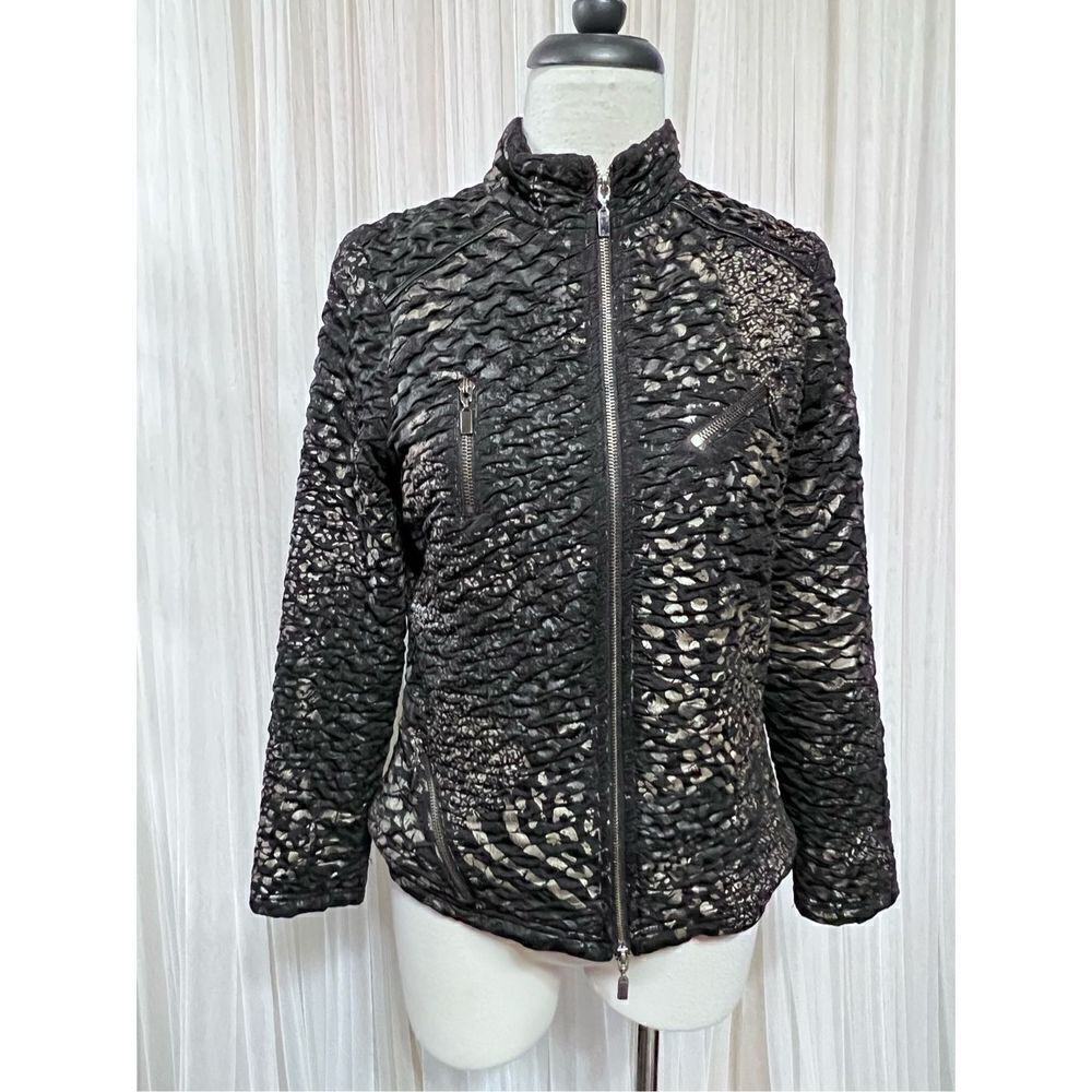 Cartise Long Sleeve Reptile Print Ruched Moto Jacket Size 6